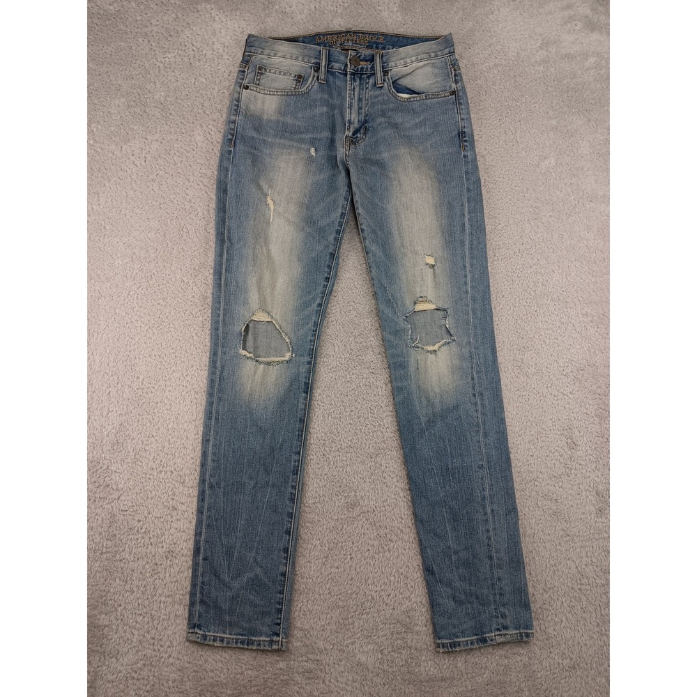 American Eagle Jeans Mens 30x32 (Tag 29x32) Blue NWT Slim Taper Distressed